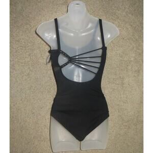 So Danca Black Cami Rhinestone Leotard Leo V-2917VL Size LA L Large Adult